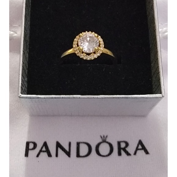 Pandora Jewelry - Pandora Sparkling Round Halo Ring 14k Gold Plated Cubic Zirconia 181210CZ Size 9